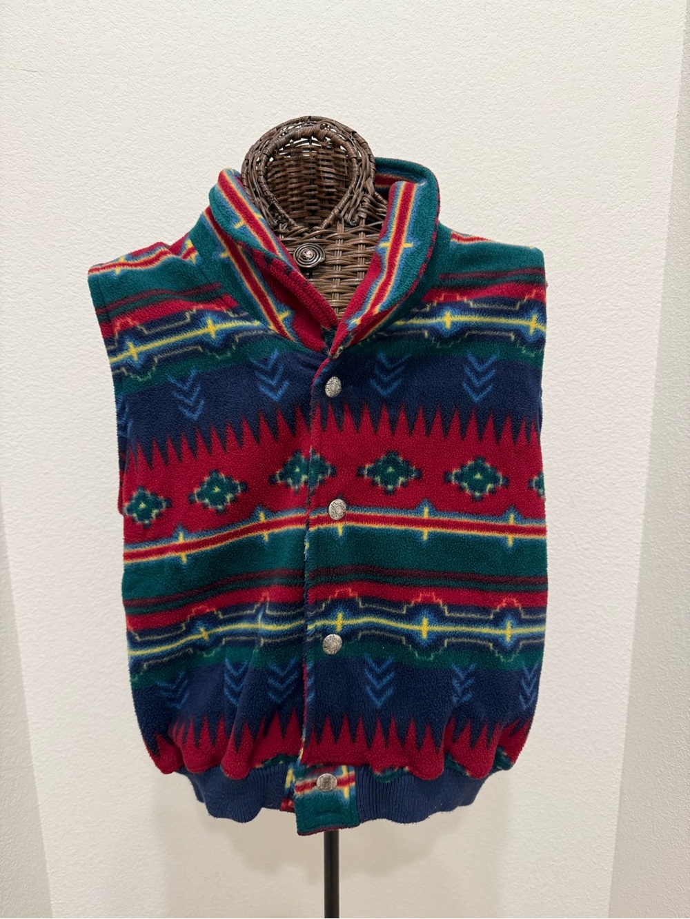 Vintage 90s EMI Southwestern Geometric Fleece Vest - Size L